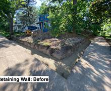 Before retaining wall 